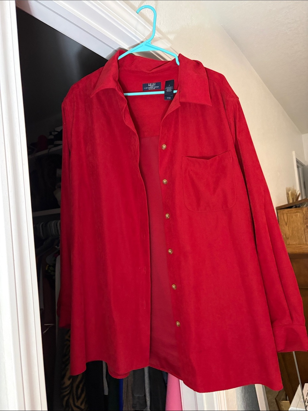 Crazy Horse by Liz clabourne Red Suede Button-Front Shirt